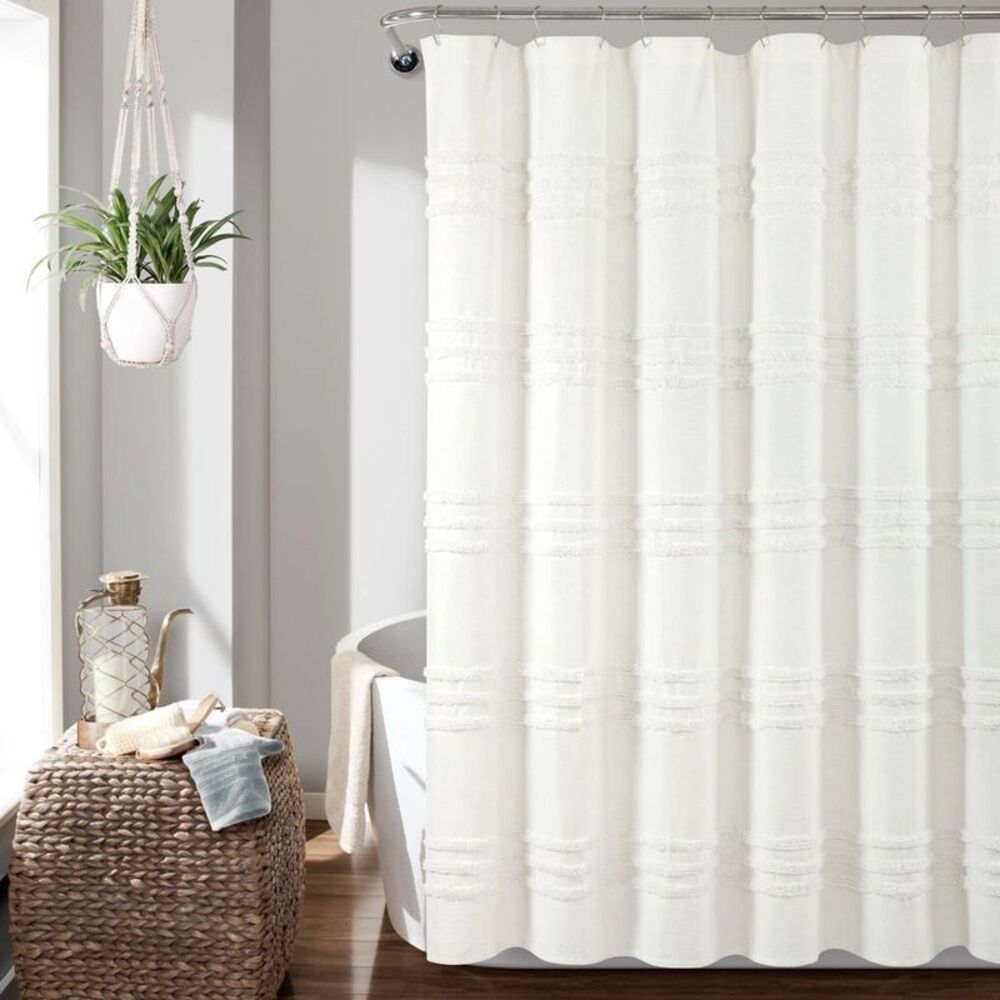 Lush Décor 72"x72" Boho Kendra Tufted Recycled Cotton Shower Curtain